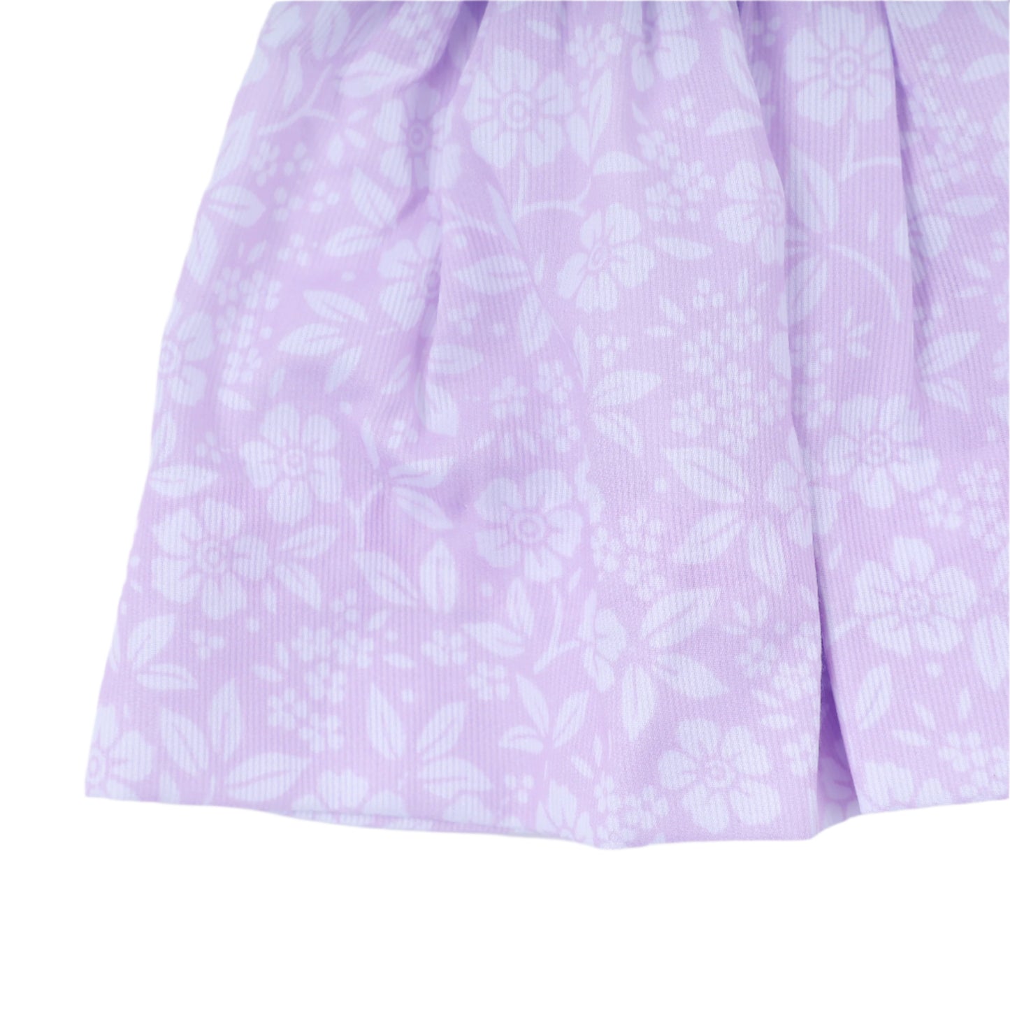 White Floral Tie Smocked Diaper Set, Lavender