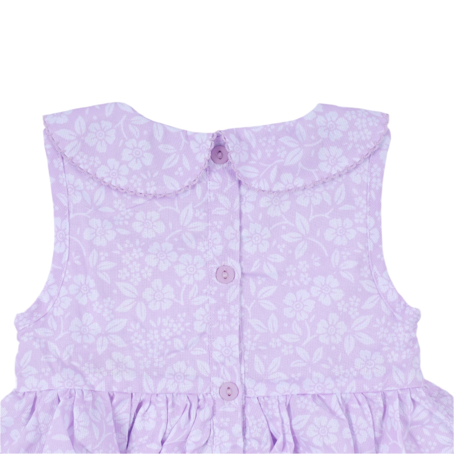 White Floral Tie Smocked Diaper Set, Lavender