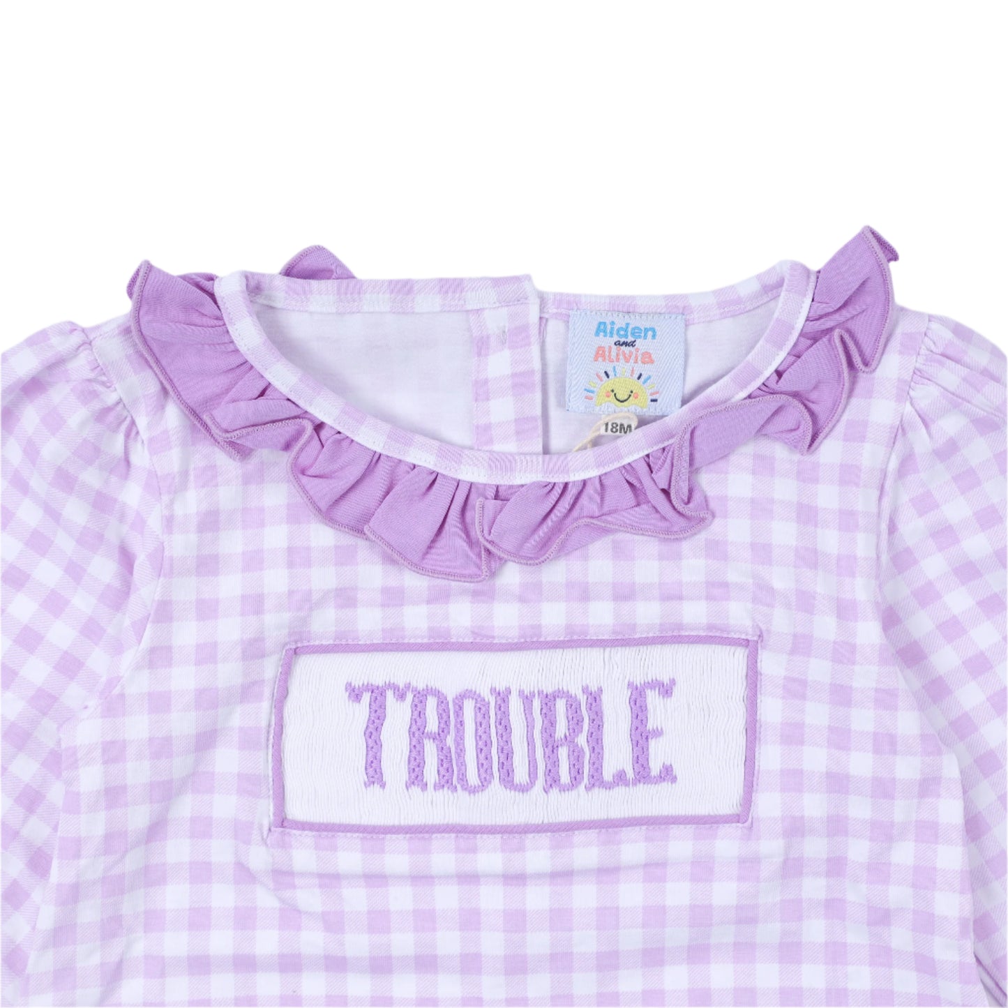 "TROUBLE" Smock Legging Set, Pale Purple