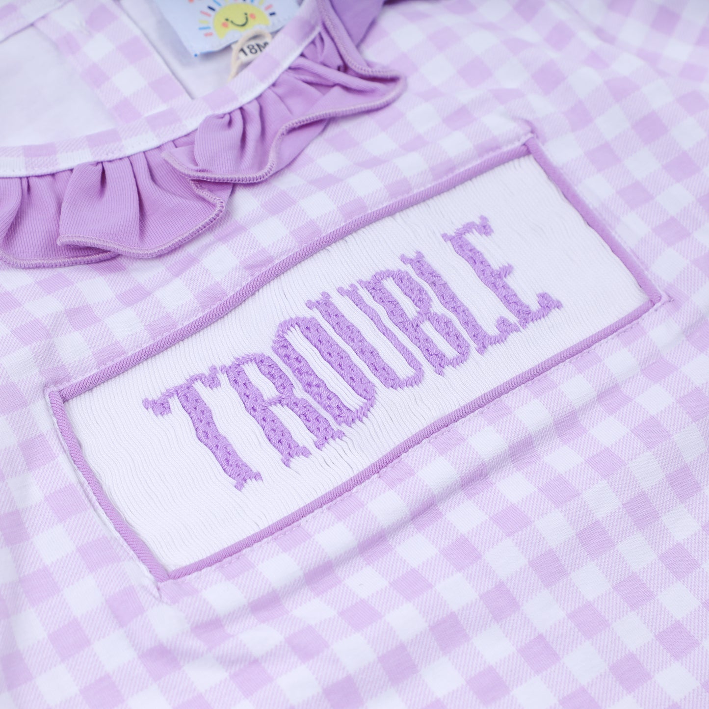 "TROUBLE" Smock Legging Set, Pale Purple