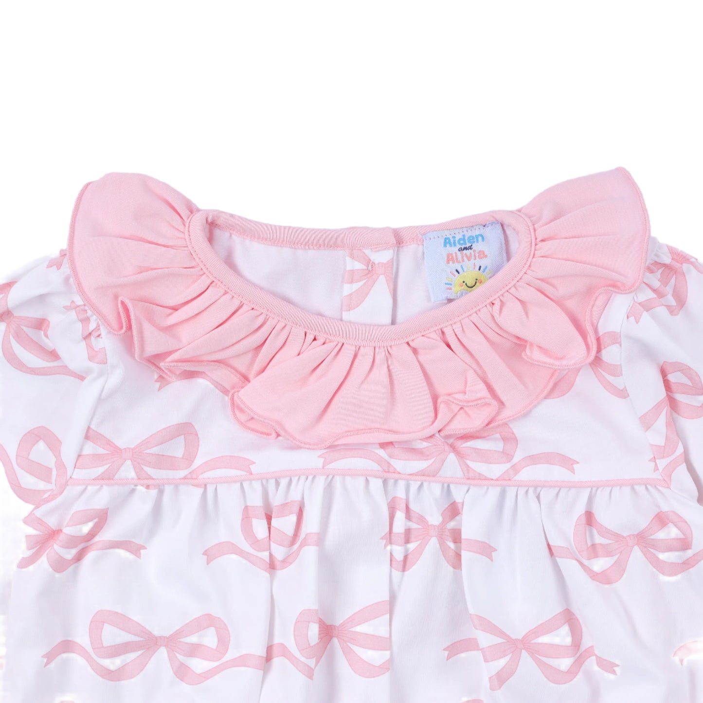 Ribbon Long Sleeve Bubble, Pink