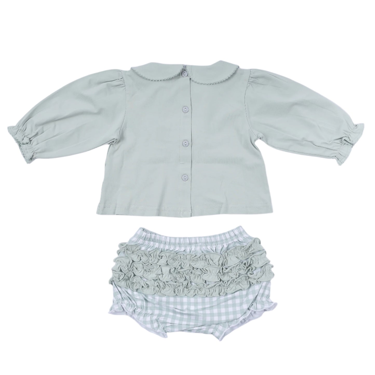 Cross Smocked Diaper Set, Sage