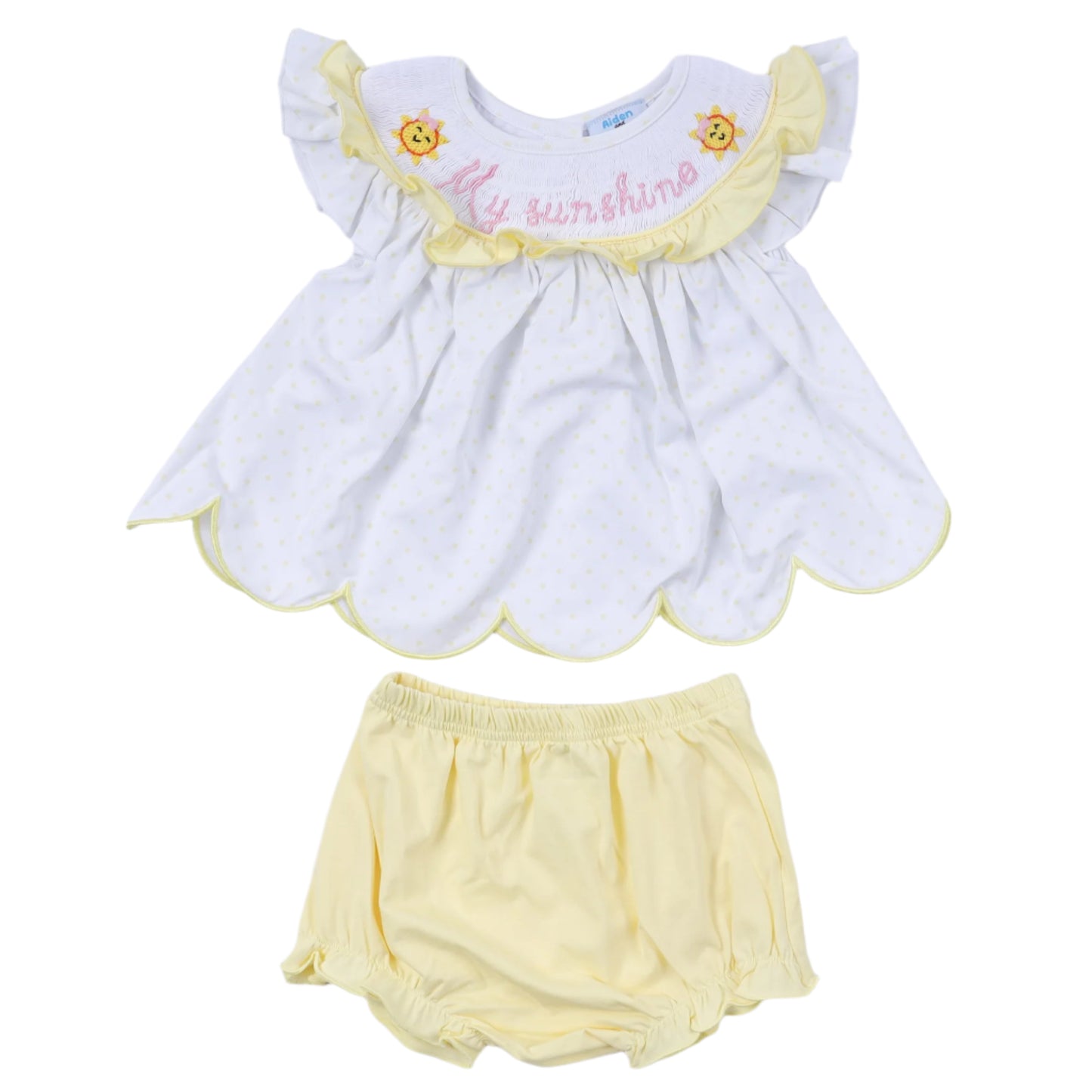 My Sunshine Smock Diaper Set, Pale Yellow