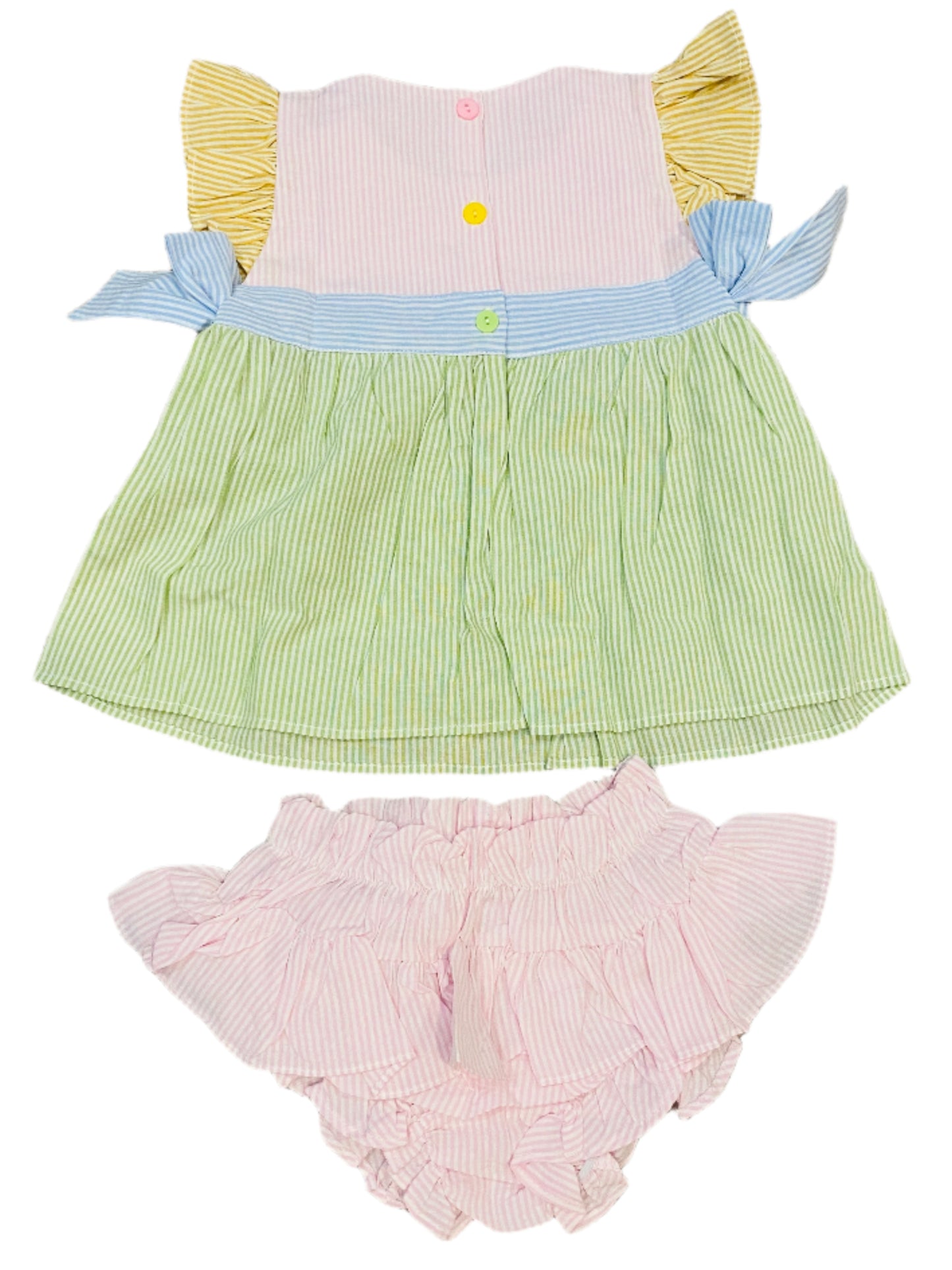 Spring Tie Seersucker Diaper Set