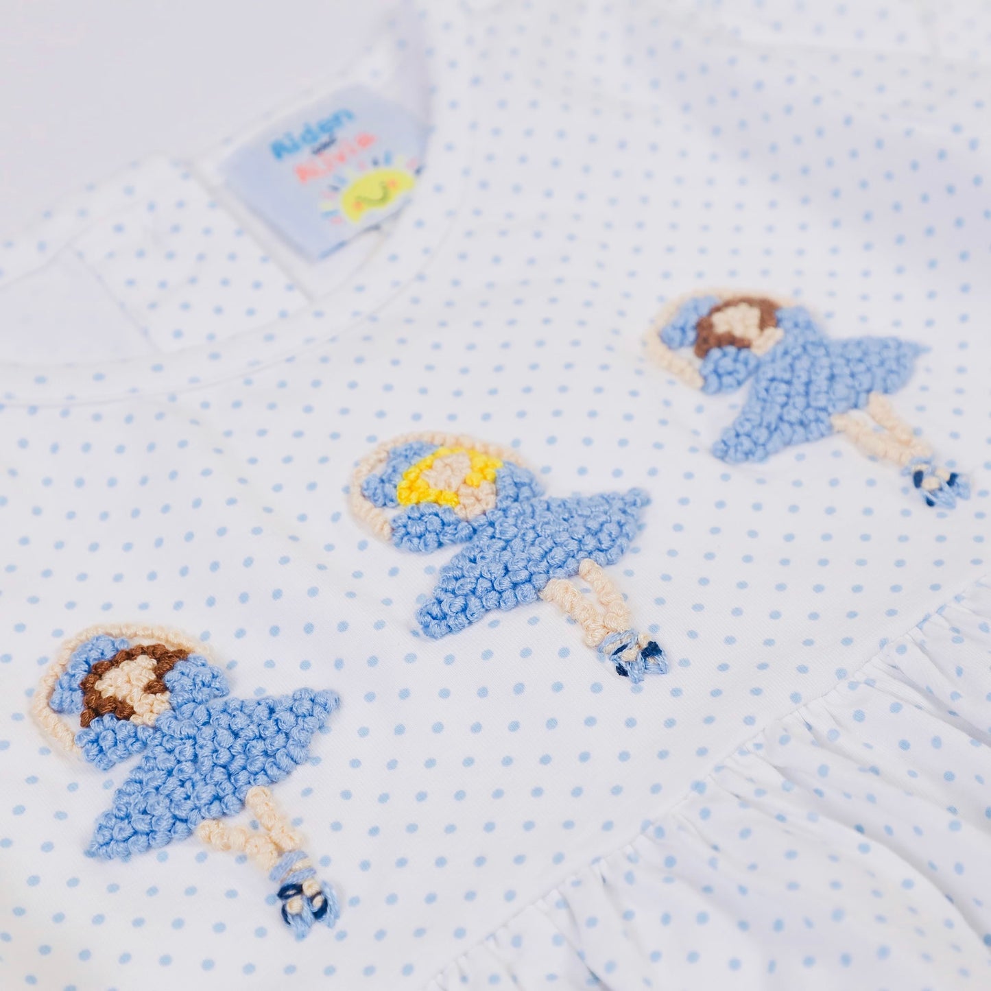 Polka Dot French Knot Ballerina, Blue