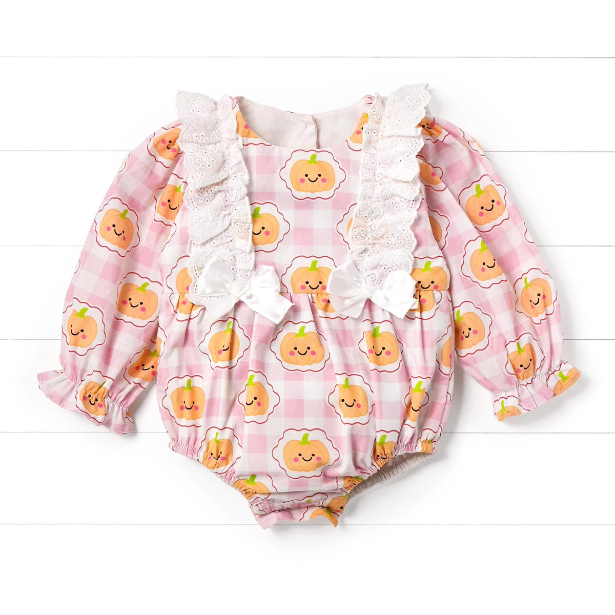 Pumpkin Gingham Bubbles, Pink