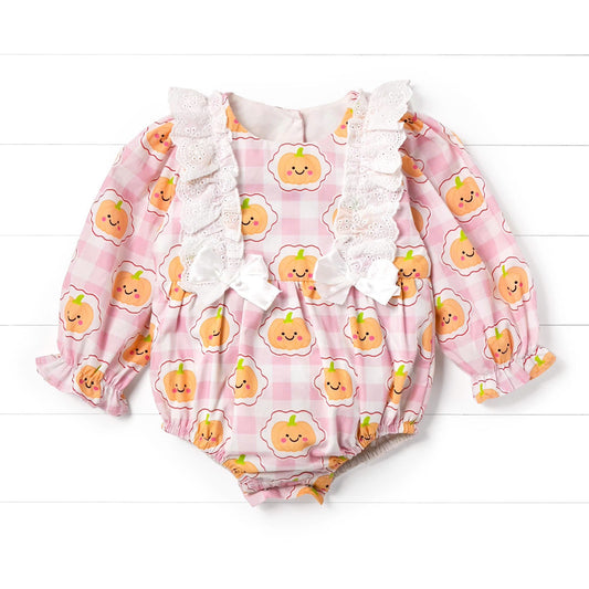 Pumpkin Gingham Bubbles, Pink