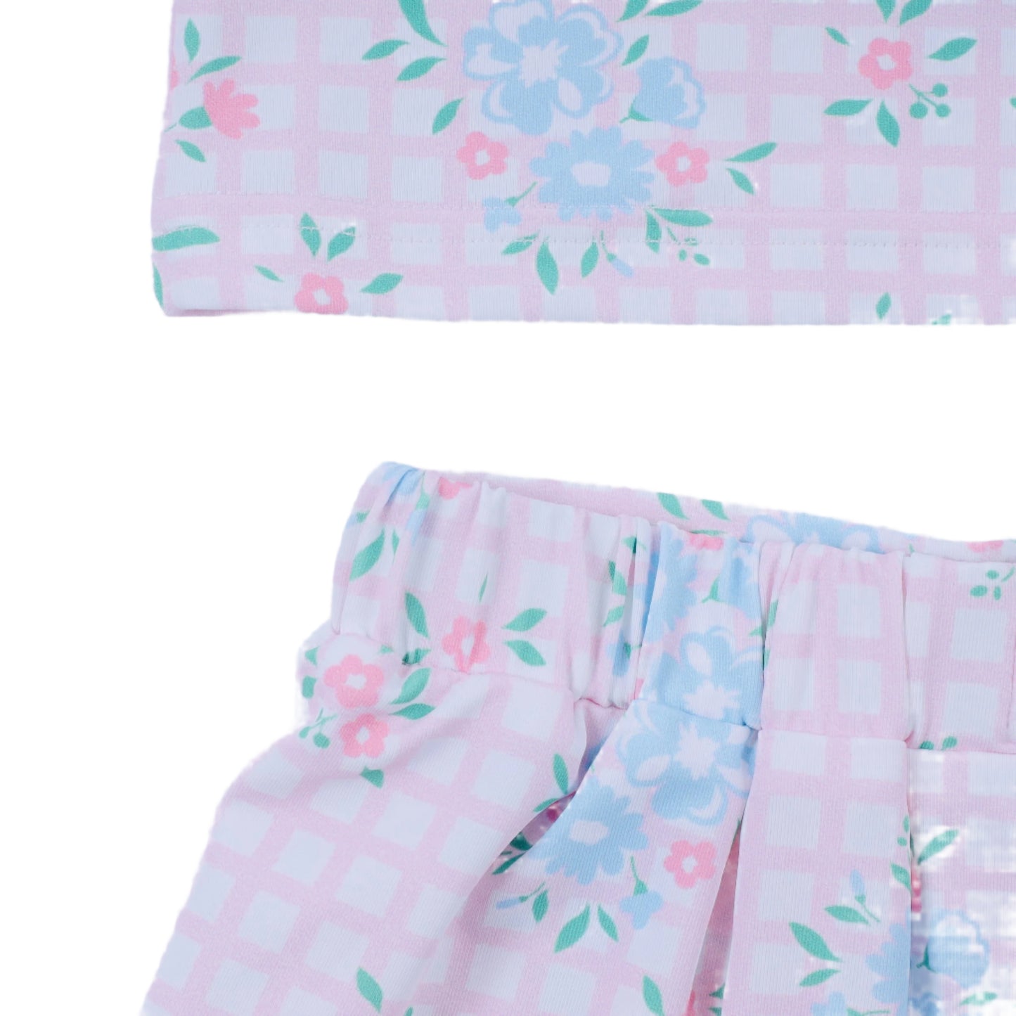 Classic Tennis Gingham Floral Skort Set, Pink