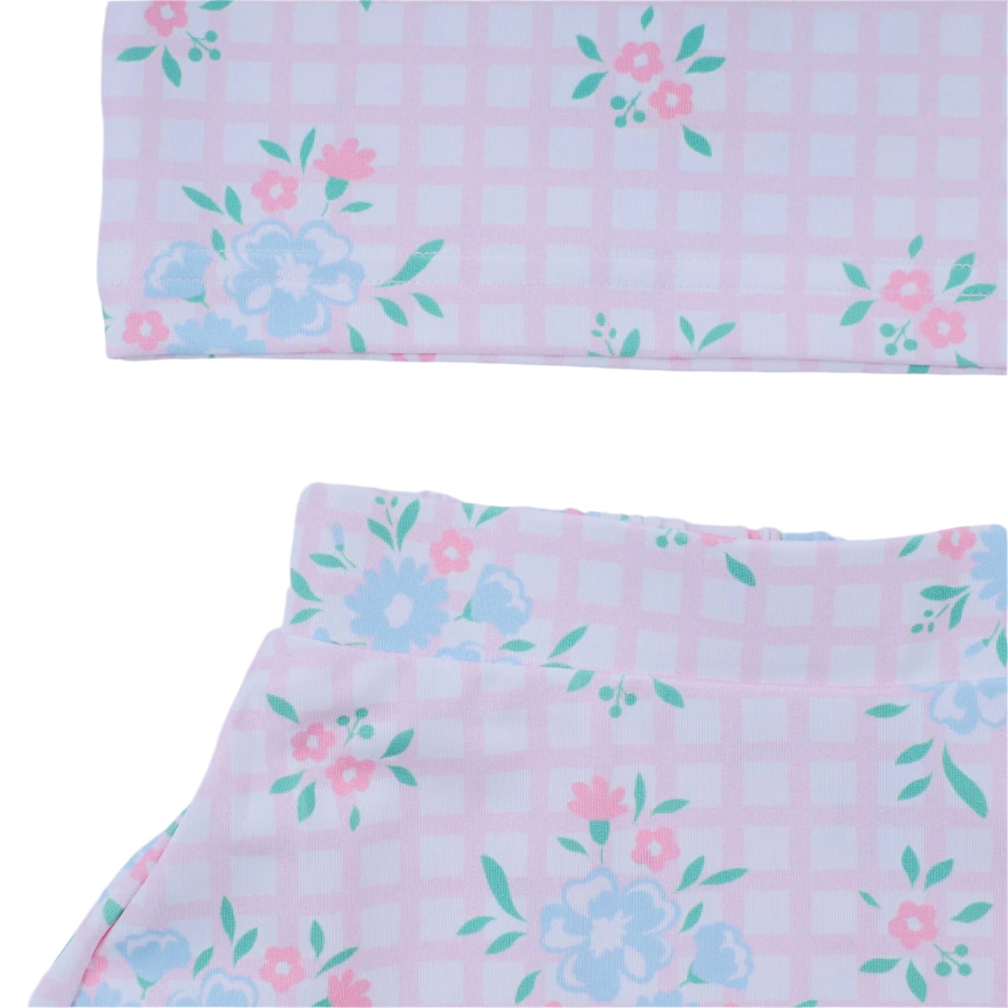 Classic Tennis Gingham Floral Skort Set, Pink