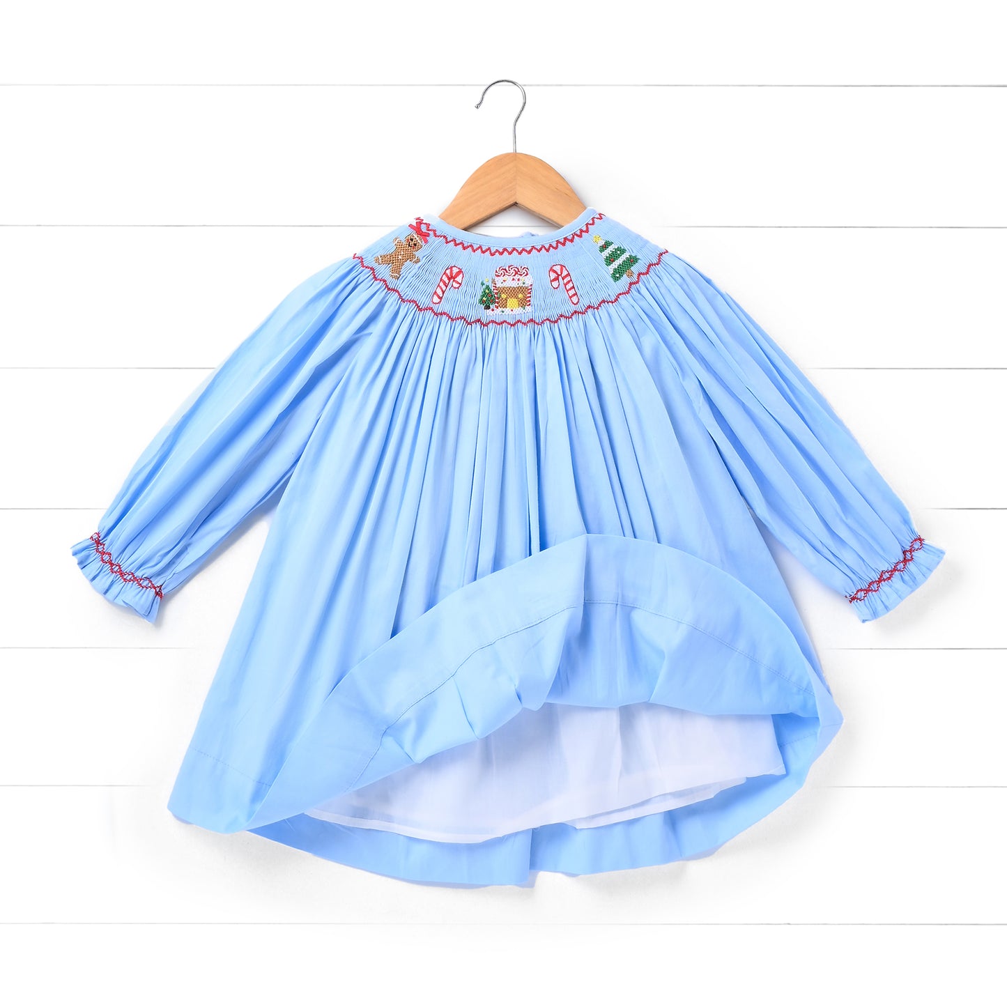 Gingerbread House Smocked Diaper Set, Blue