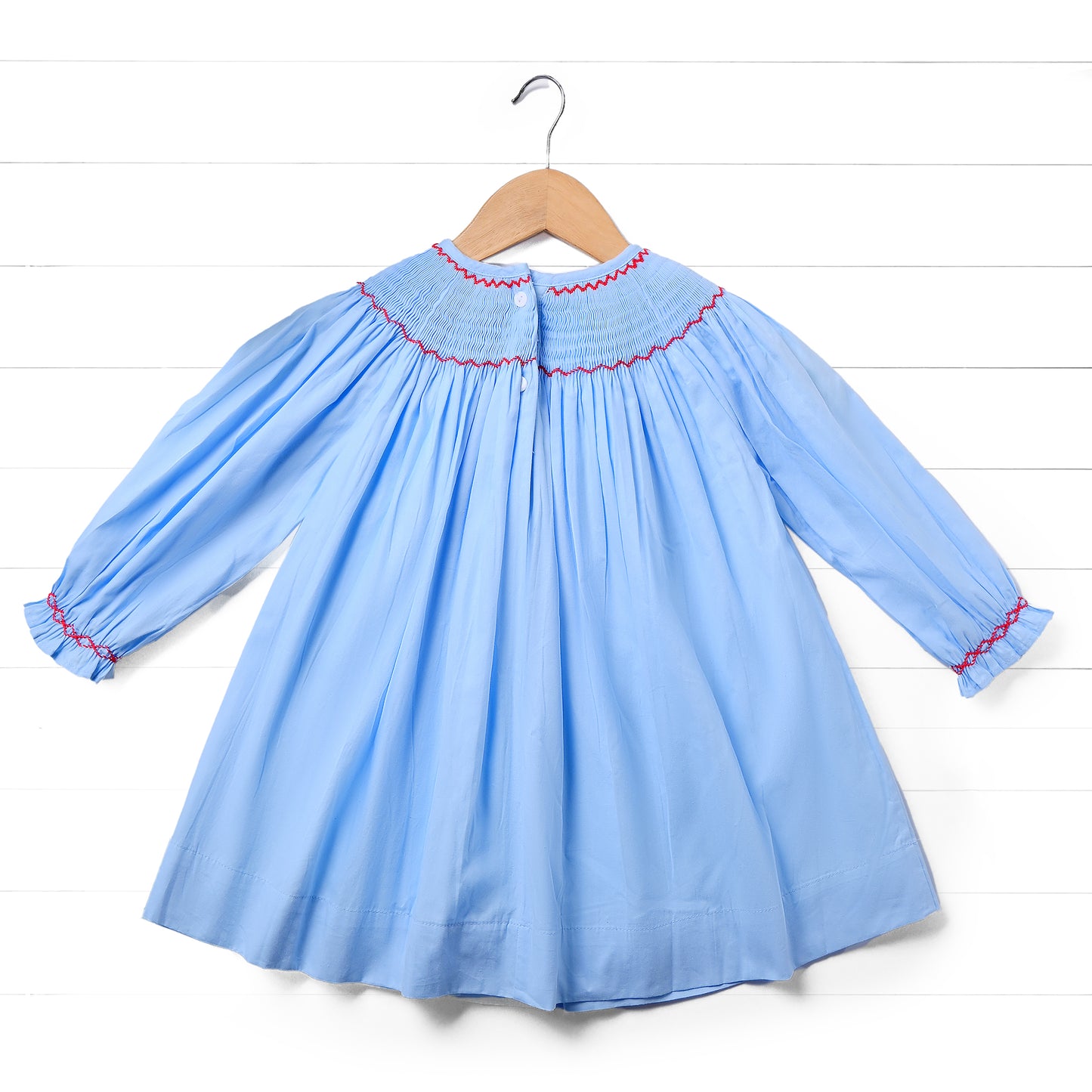 Gingerbread House Smocked Dress, Blue