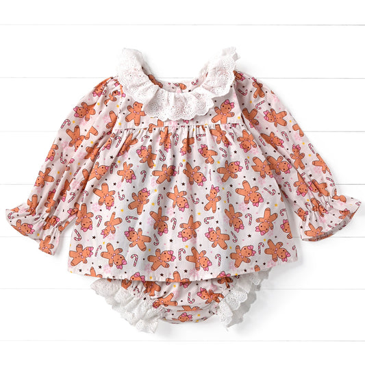 Gingerbread Girl Diaper Set, Pink