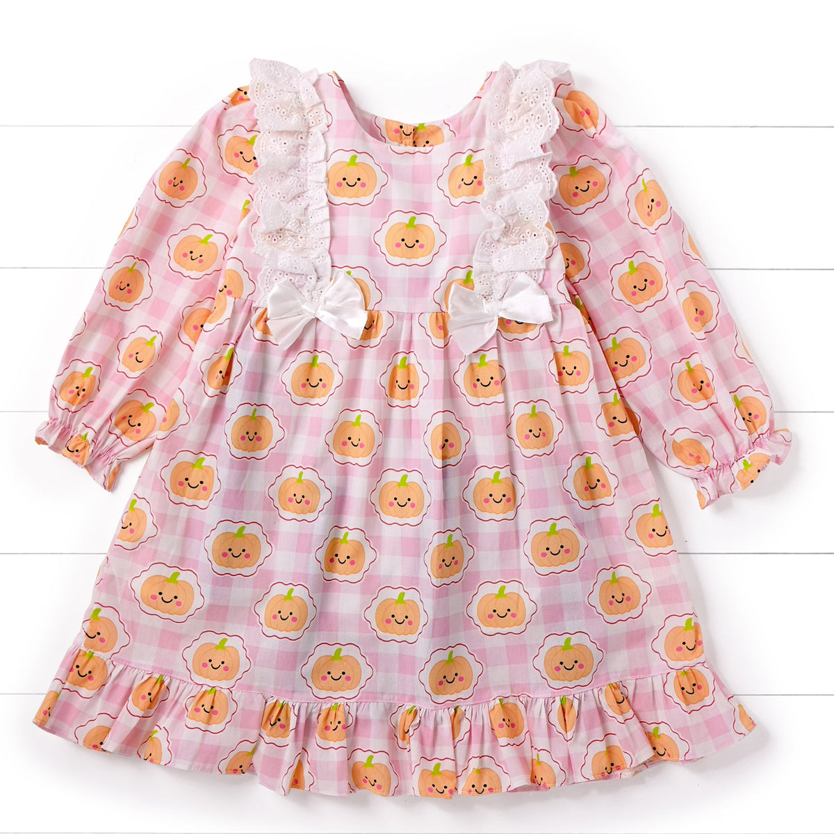 Pumpkin Gingham Dress, Pink