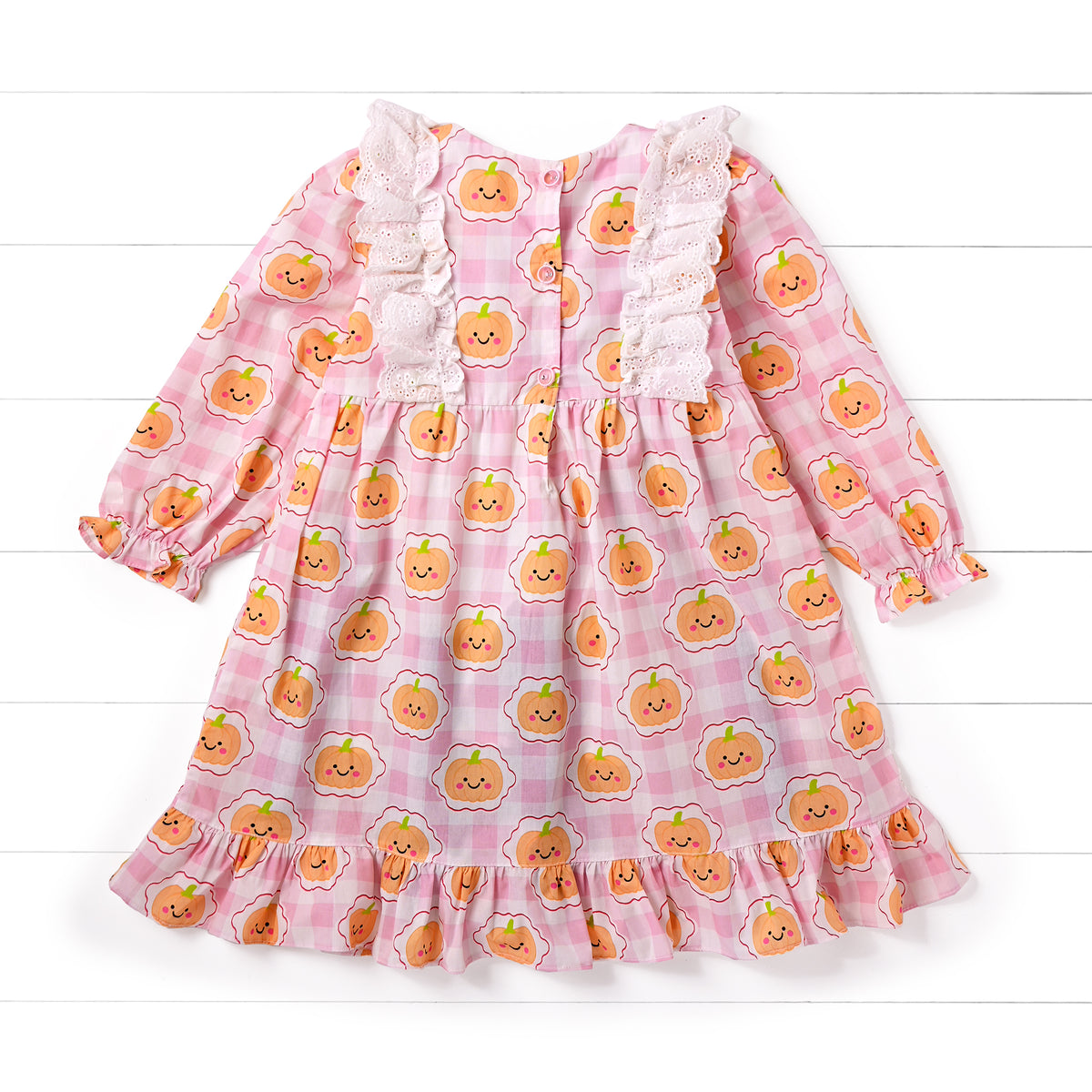Pumpkin Gingham Dress, Pink