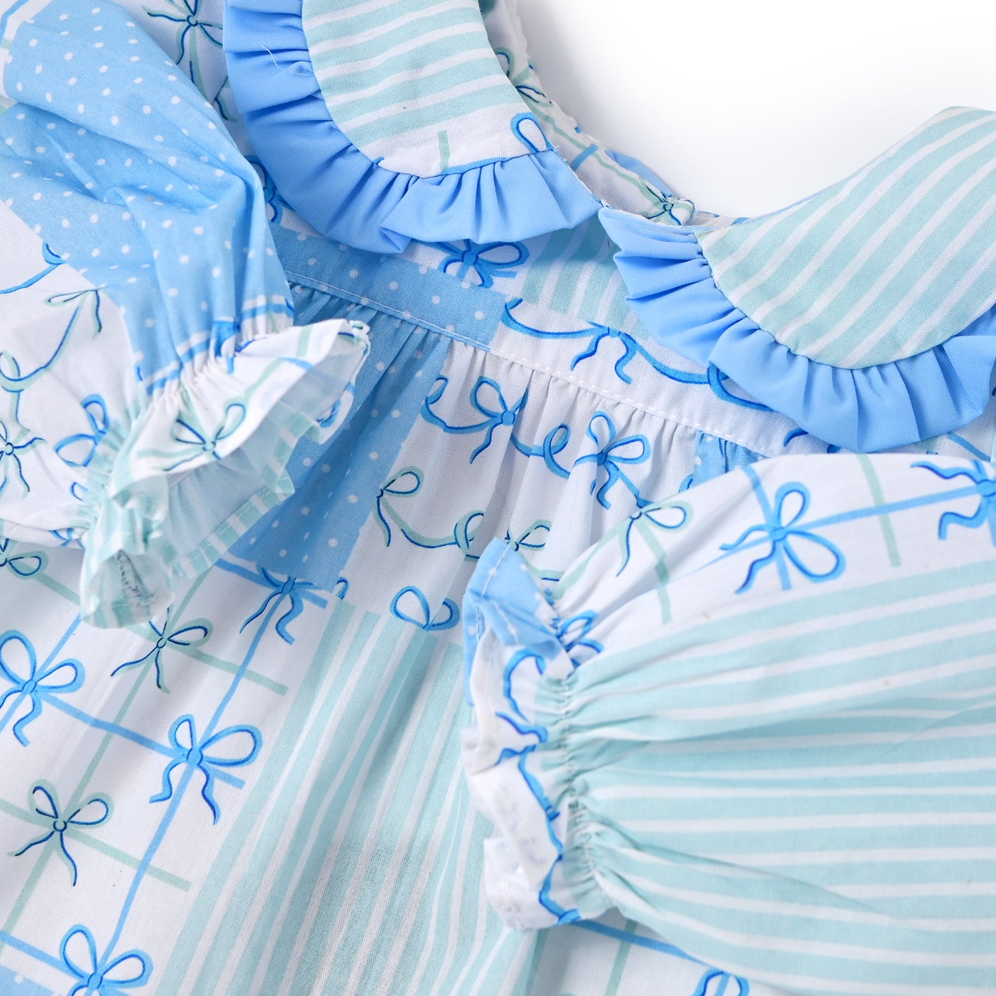 Bow Polka Dot Long Sleeve Pant, Blue/White
