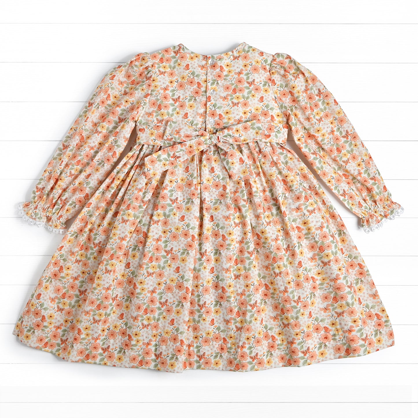 Thankful Smocked Dress, Orange