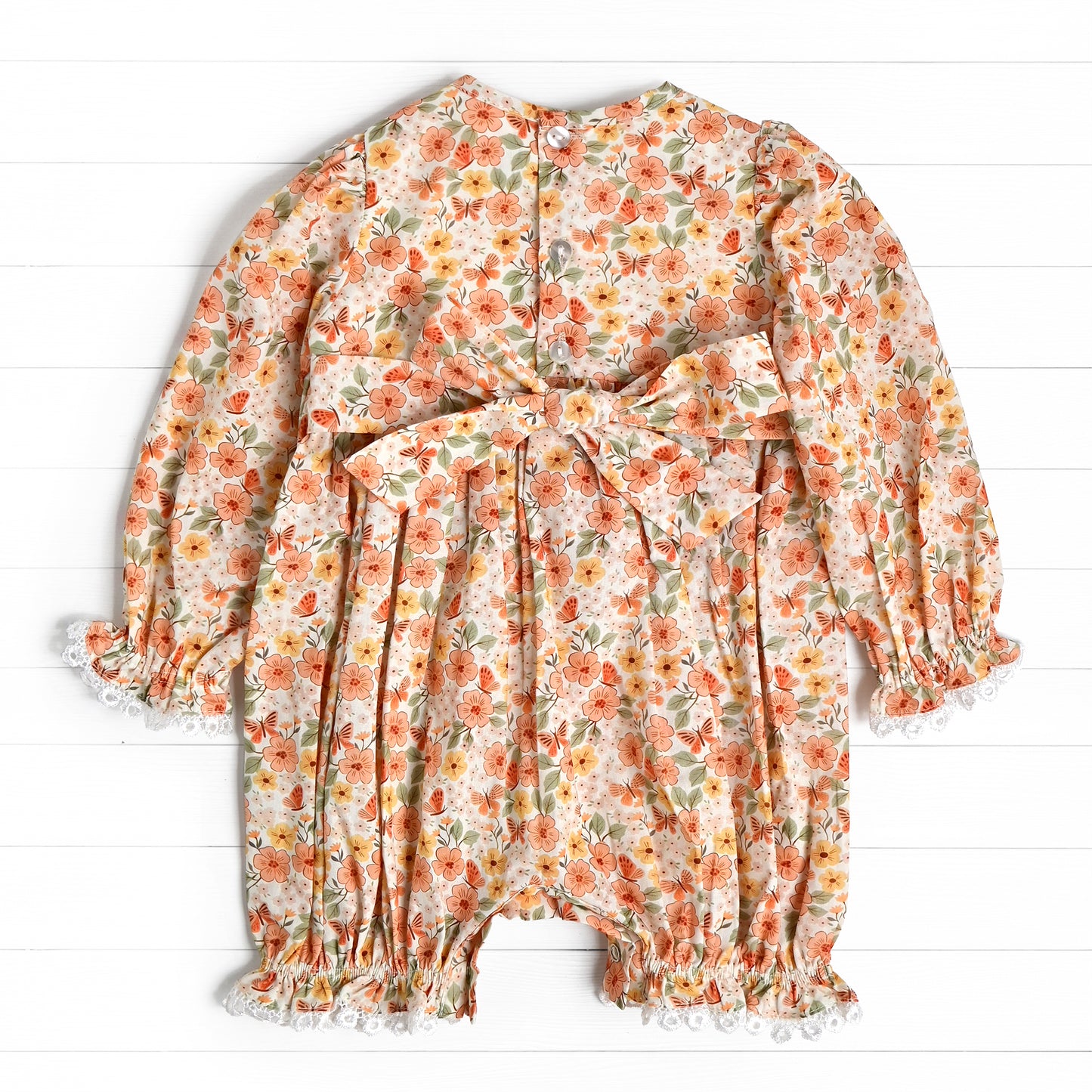 Thankful Smocked Bubble, Orange