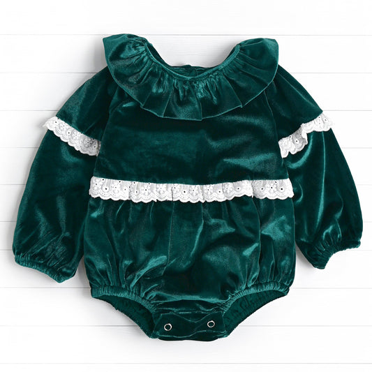 Velvet Eyelet Bubble, Green