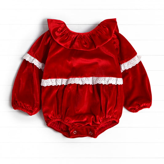 Velvet Eyelet Bubble, Red