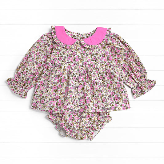 Floral Flutter Diaper Set, Pink