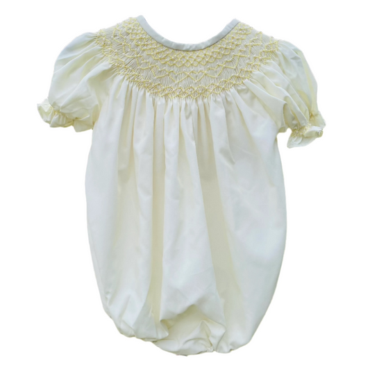 Zigzag Smocking With Pearl Bubble, Yellow