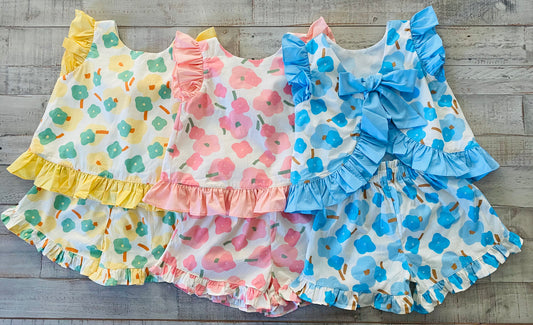 Simple Floral Short Set