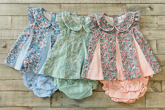 Floral Pin Stripe Diaper Set