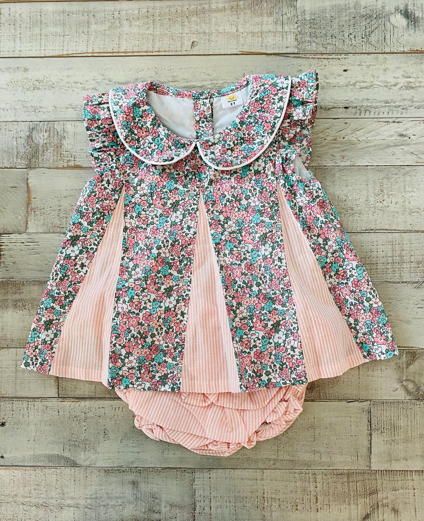 Floral Pin Stripe Diaper Set