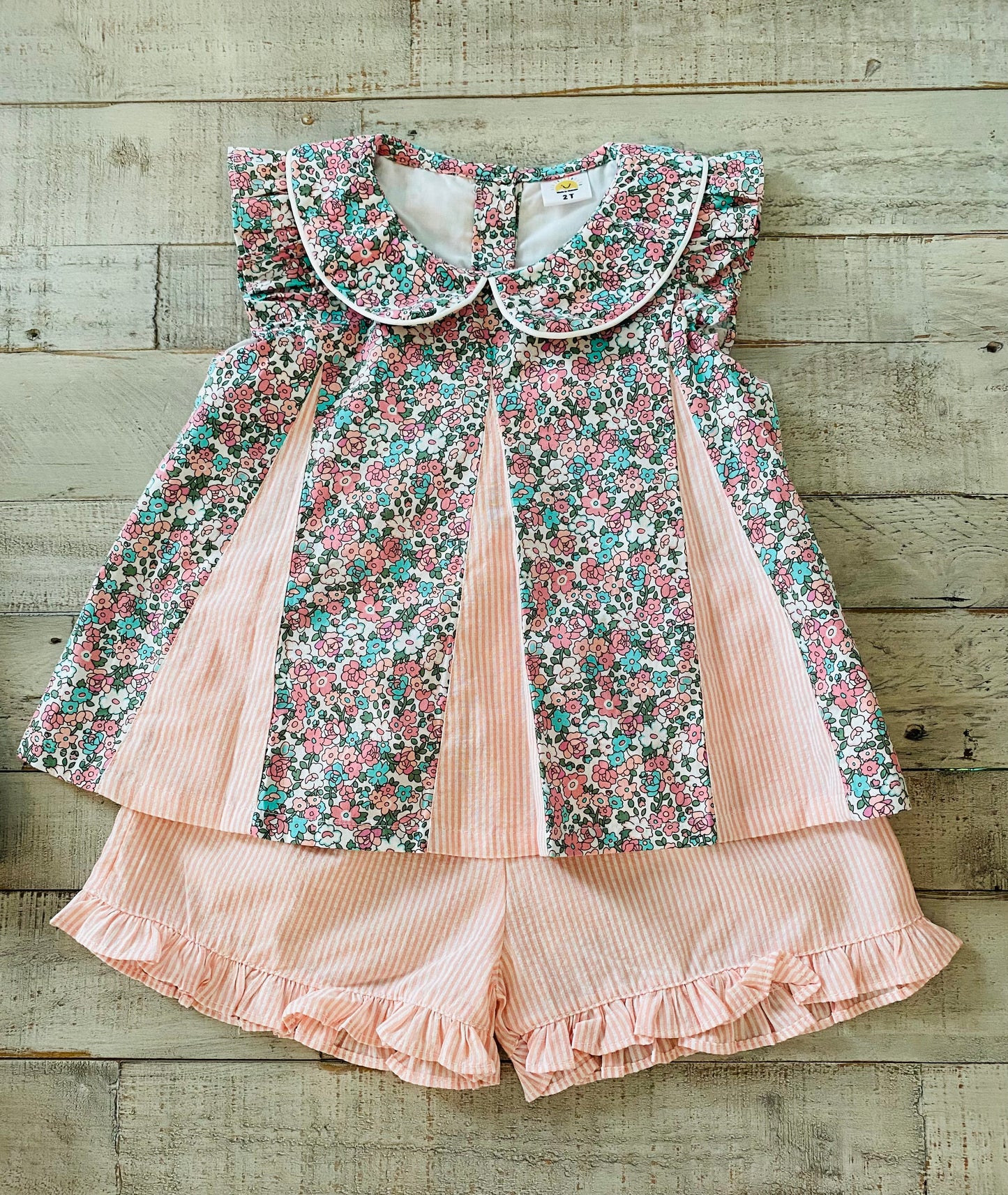 Floral Pin Stripe Short Set