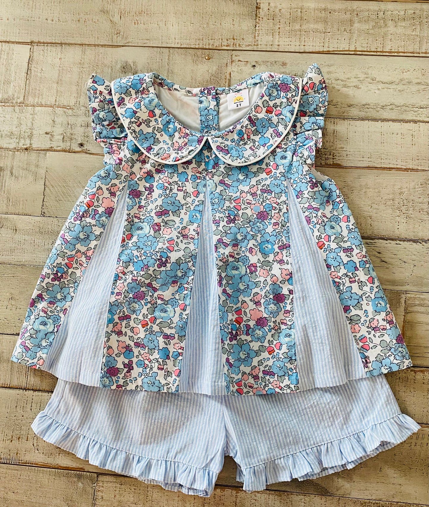 Floral Pin Stripe Short Set