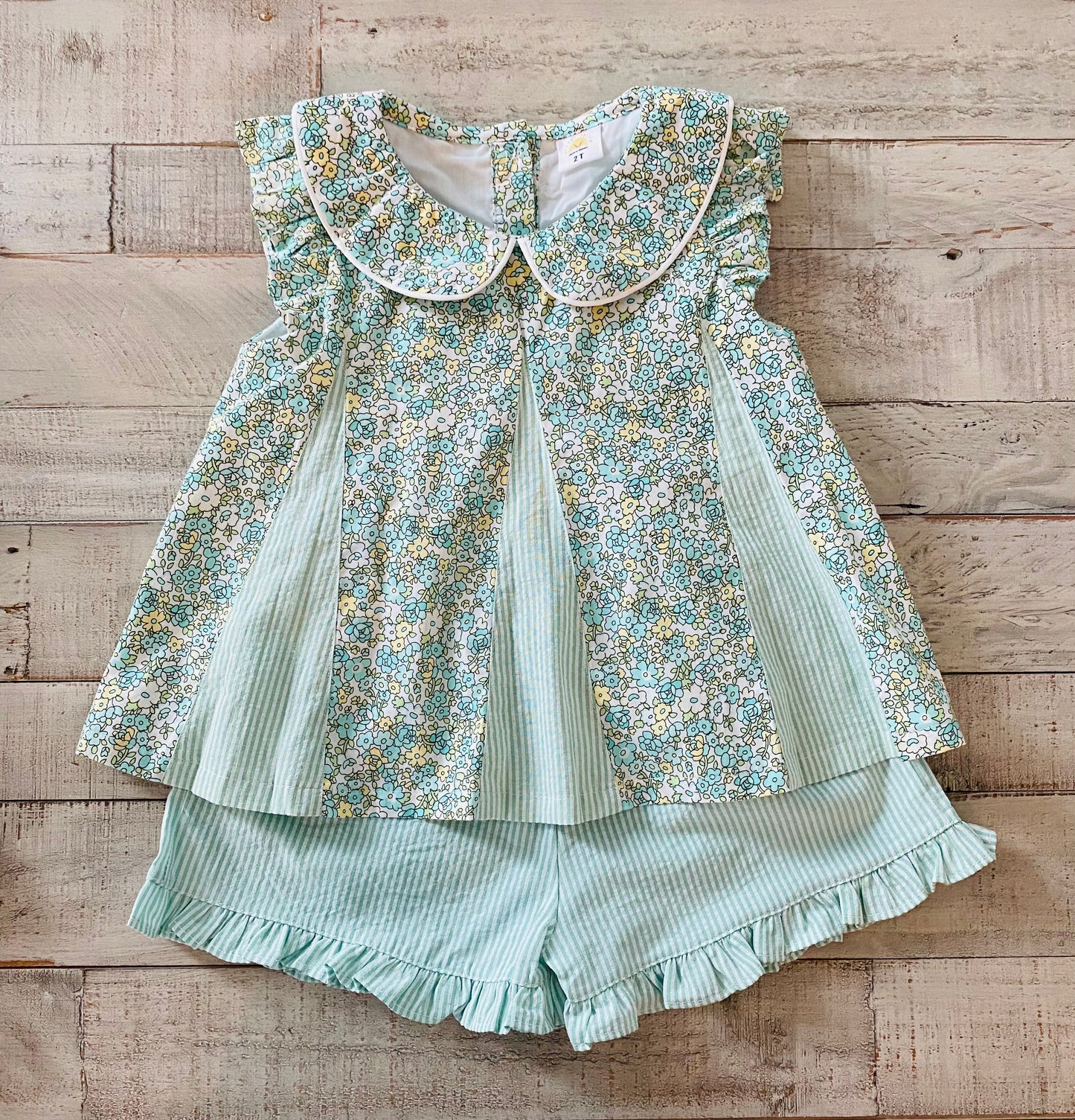 Floral Pin Stripe Short Set