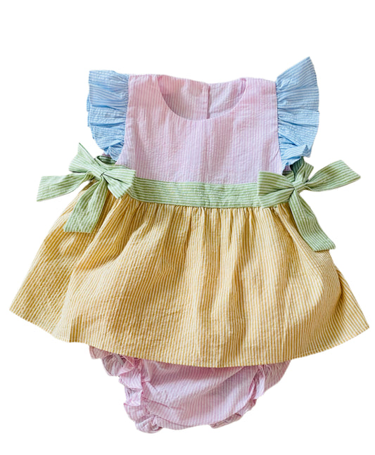 Spring Tie Seersucker Diaper Set