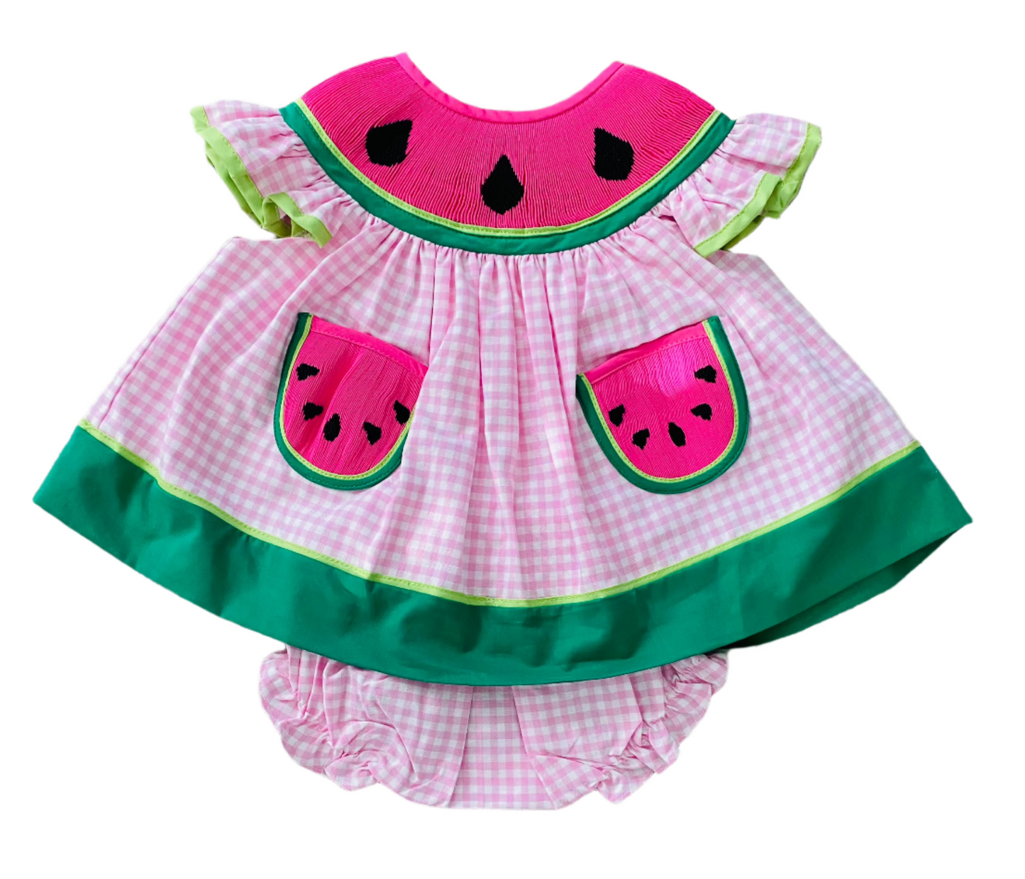 Watermelon Smocked Diaper Set