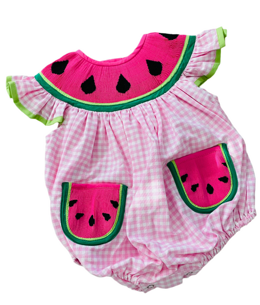 Watermelon Smocked Bubble Set