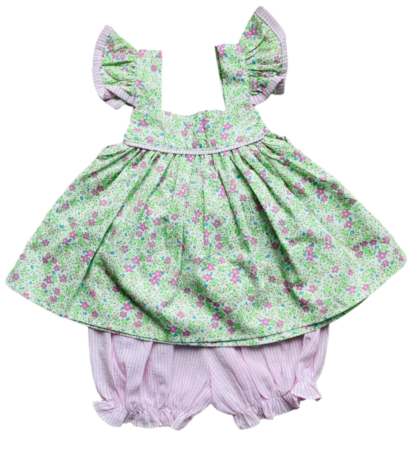 Floral Flourish Bloomer Set, Green/Pink