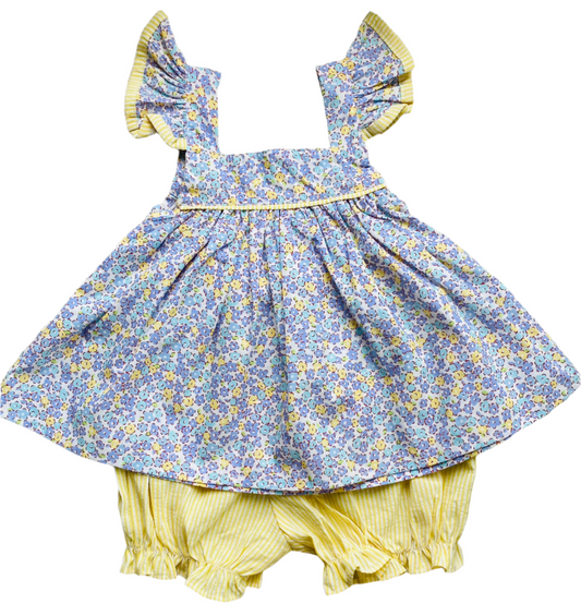 Floral Flourish Bloomer Set, Blue/Yellow