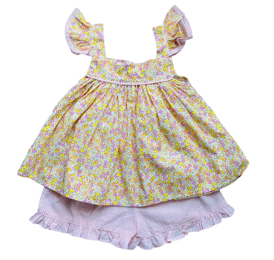 Floral Flourish Short Set, Yellow/Orange