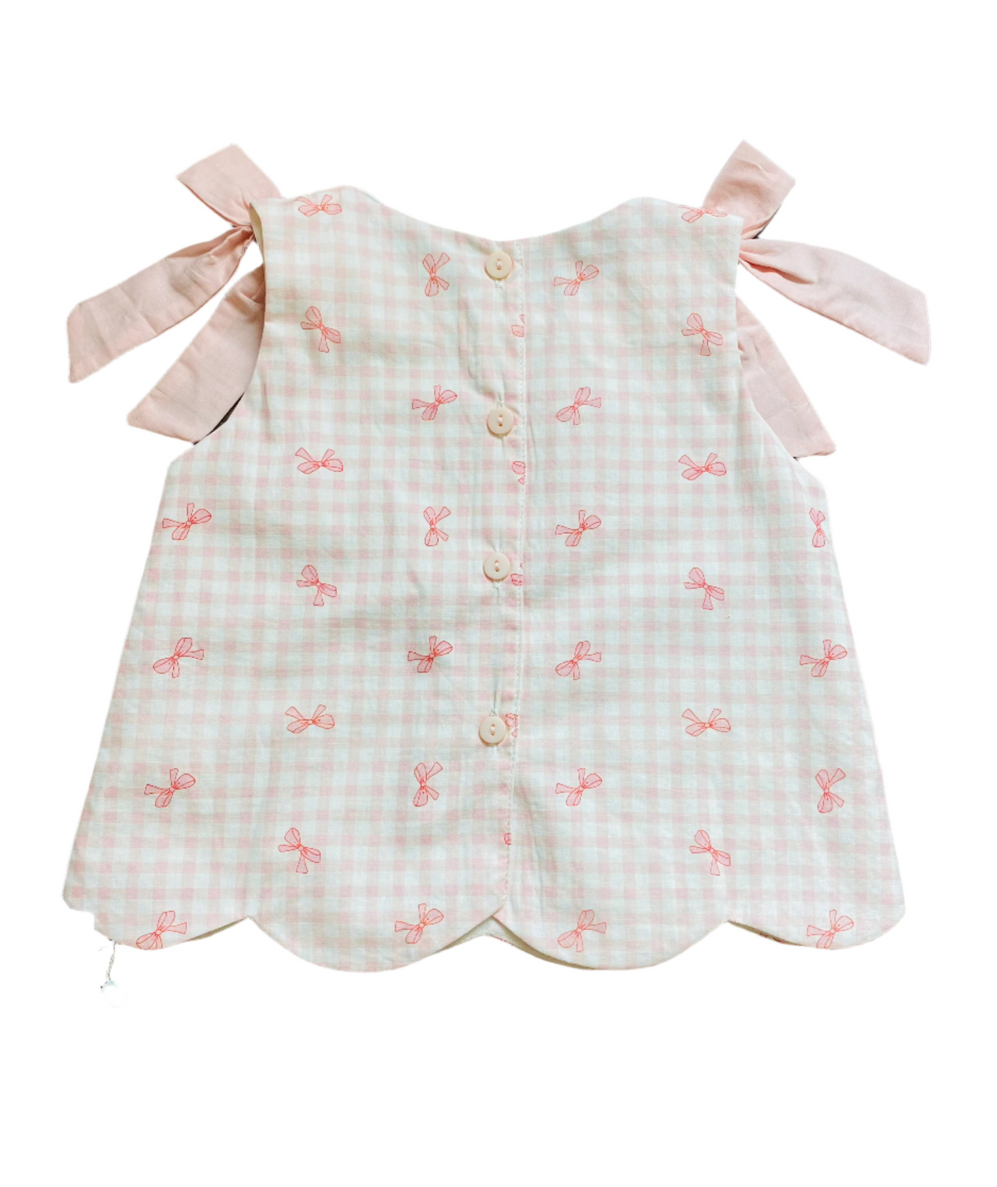 Gingham Tie Diaper Set, Pink