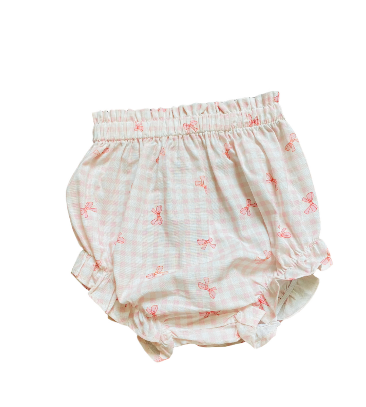Gingham Tie Diaper Set, Pink