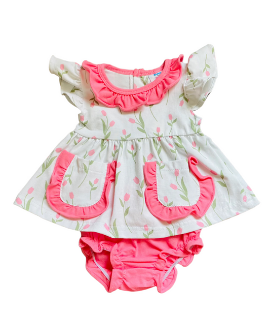 Tulip Diaper Set, Pink