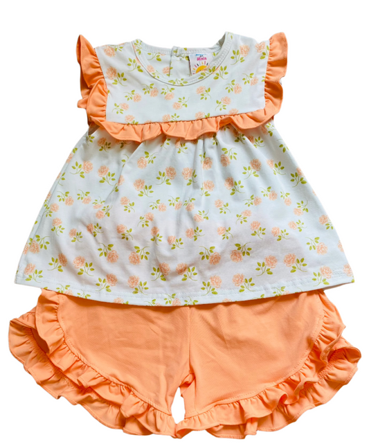 Flower Short Set, Orange