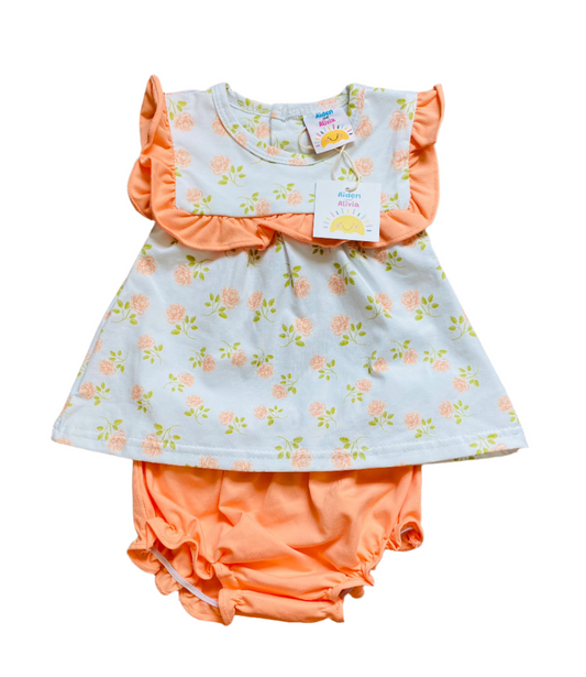 Flower Diaper Set, Orange