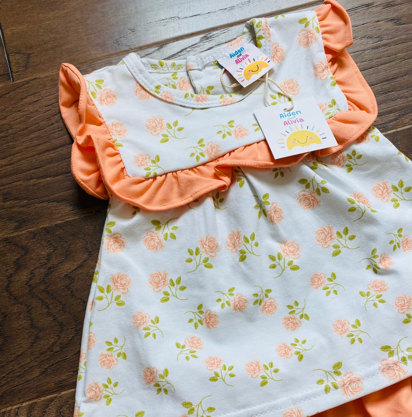 Flower Diaper Set, Orange