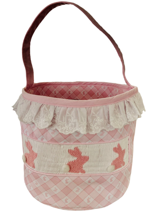Easter Basket Smocked Bunny, Pink