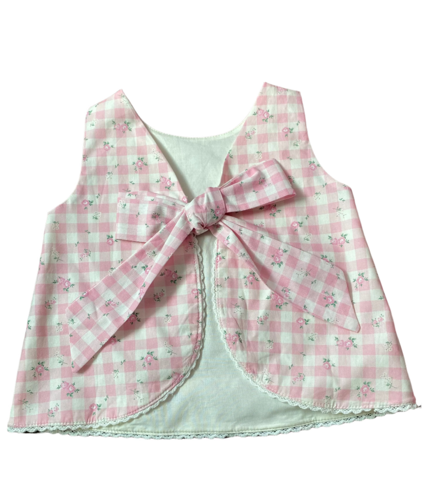 Gingham Floral Bloomer Set, Pink