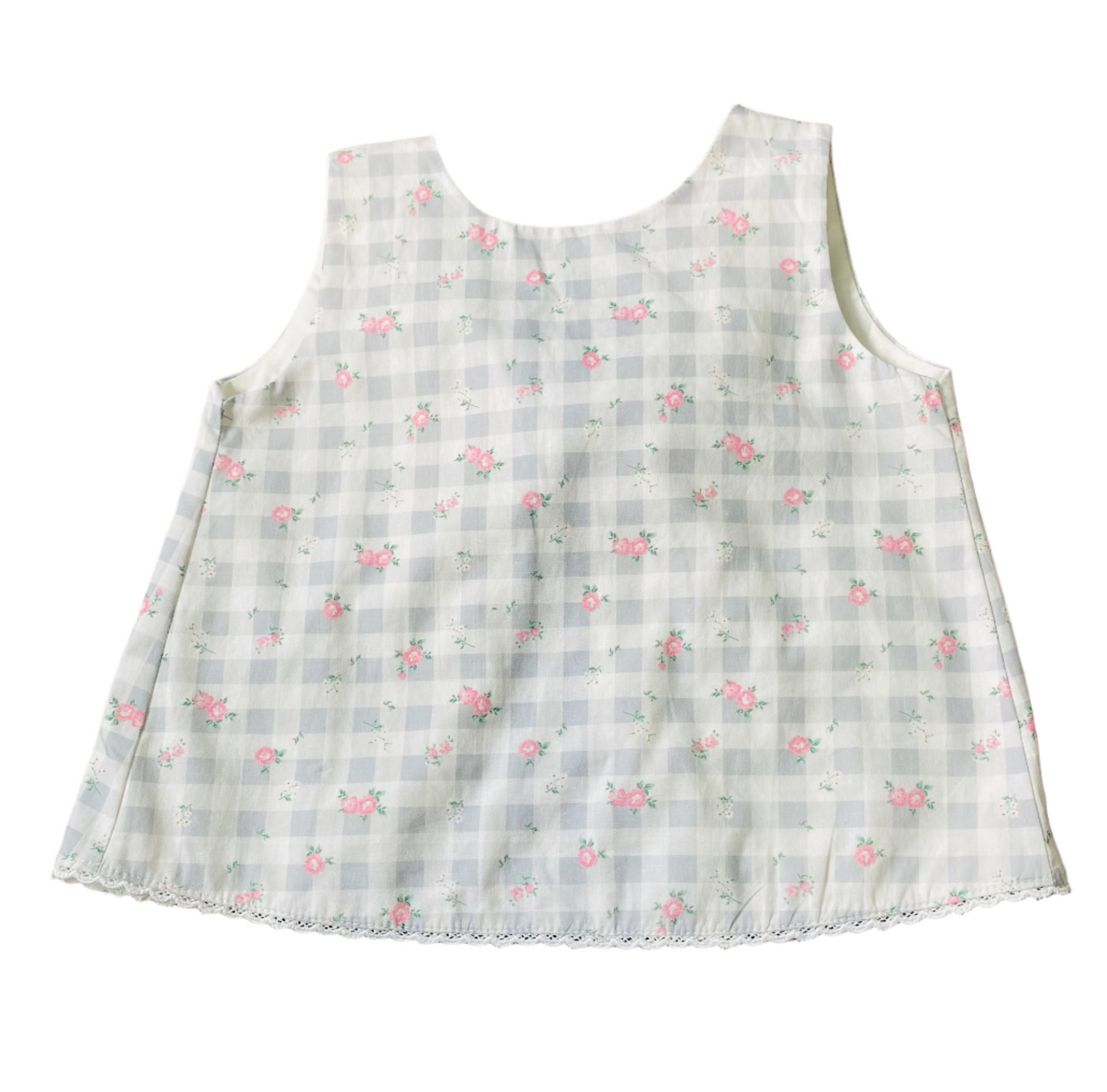 Gingham Floral Bloomer Set, Gray