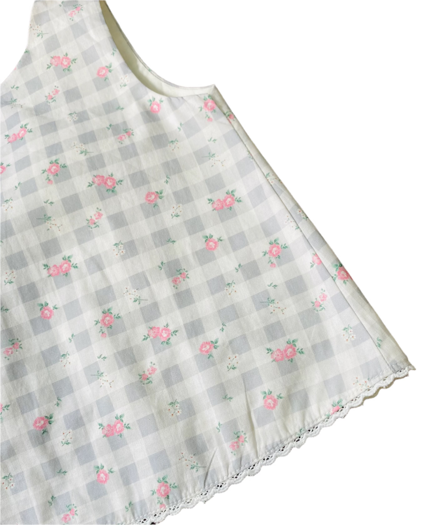Gingham Floral Bloomer Set, Gray