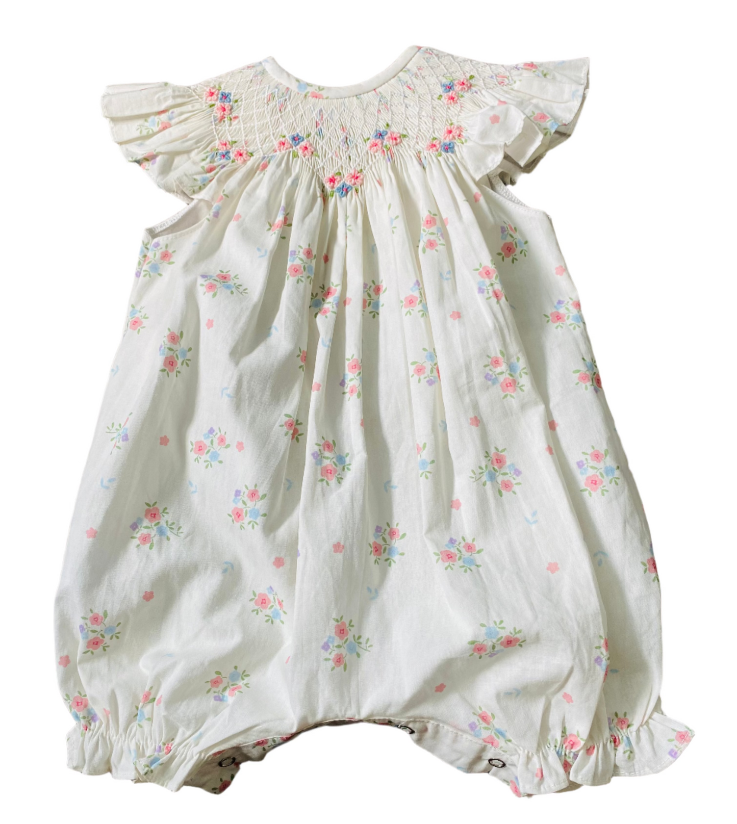 Angle Wings Floral Smock Bubble Set, White