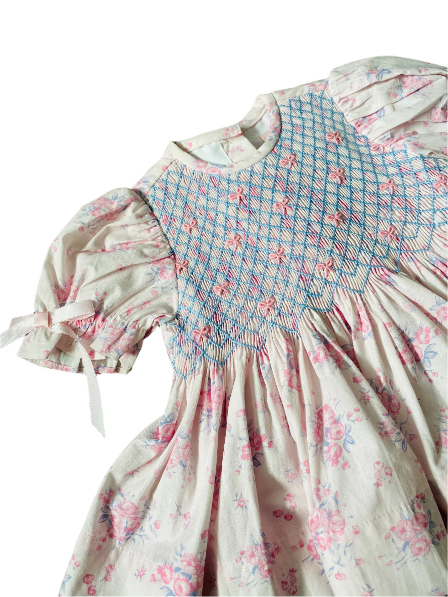 Smocking Tie Floral Bloomer Set, Pink