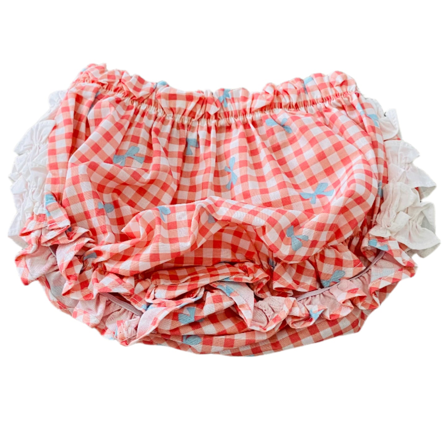 Gingham Floating Ties Diaper Set, Orange